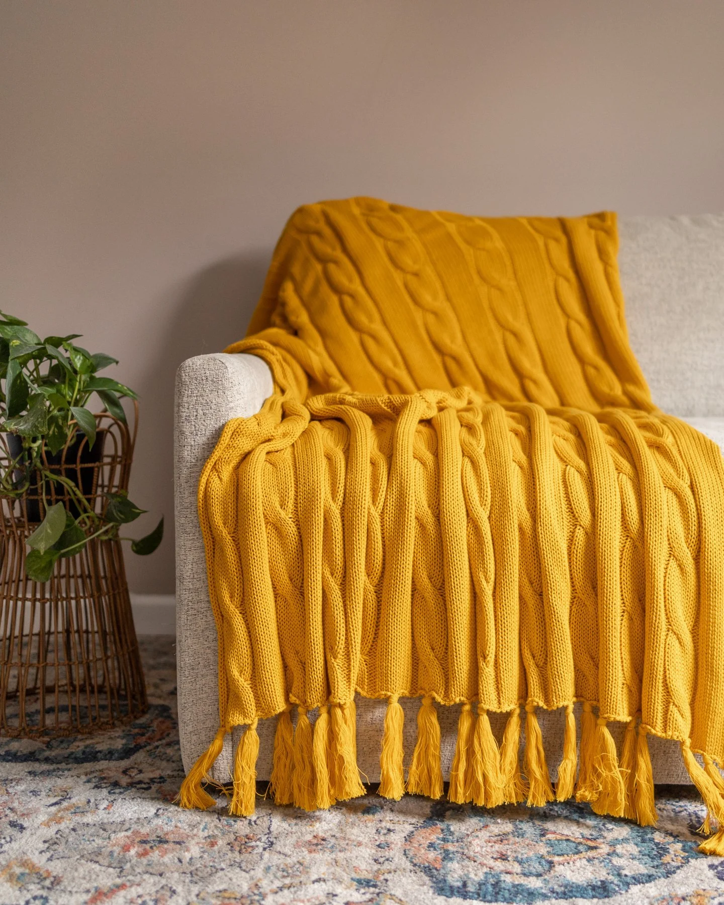 Image of Hudson Organic Cotton Cable Knit Throw
