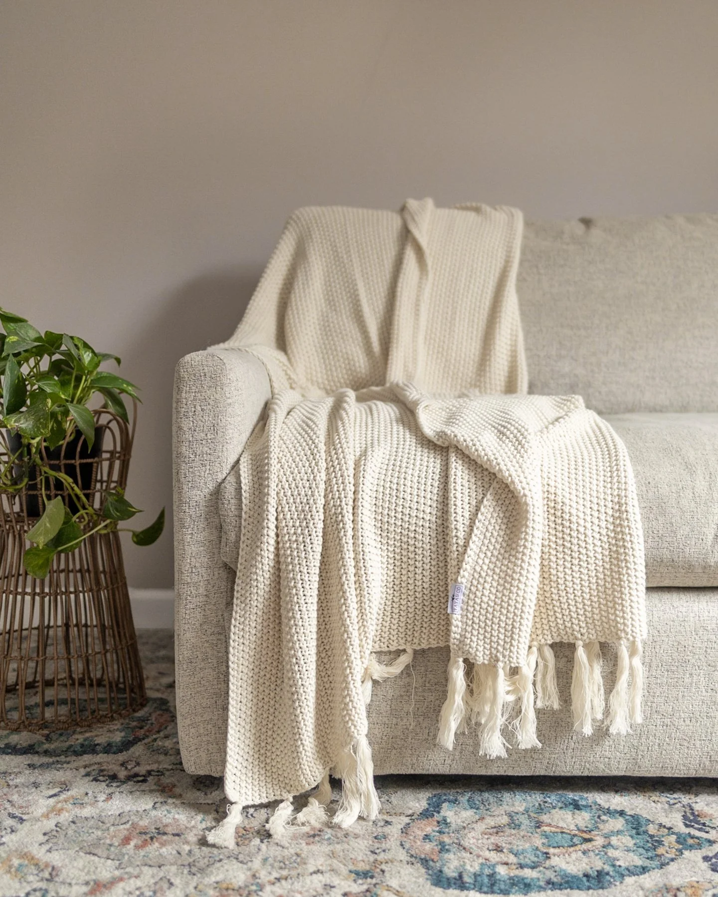 Image of Hallen Organic Cotton Knit Throw Blanket