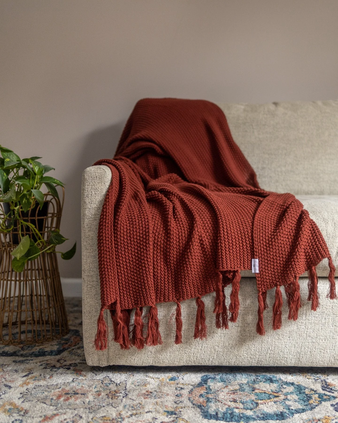 Image of Hallen Organic Cotton Knit Throw Blanket