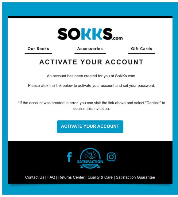 SoKKs.com - Customer Account Activation