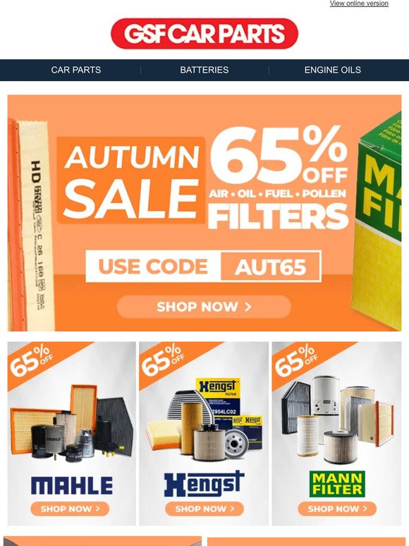 Are your filters in need of a change? Save 65% off today!