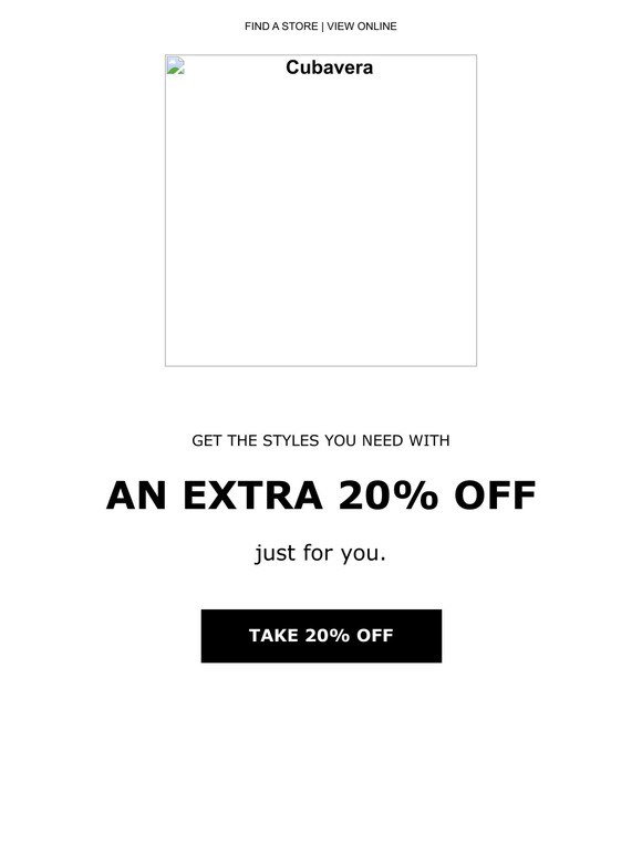 Your extra 20% off is still available