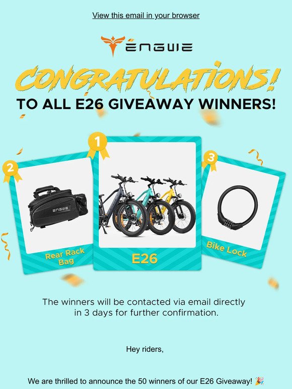 🎉E26 Giveaway Namelist Announcement - Congratulations to the 50 Winners!