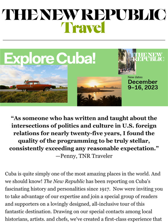 Last days to sign up: Experience Cuba with The New Republic