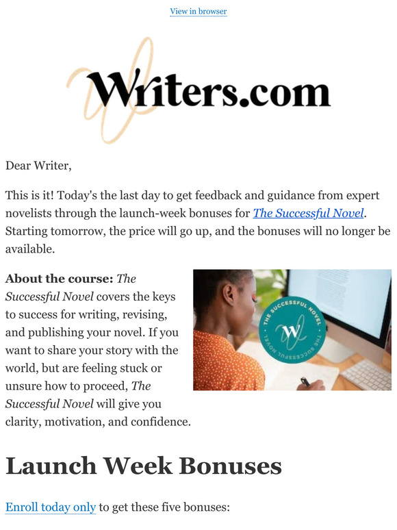 Last Chance: Get Novel Feedback, Guidance, and Support