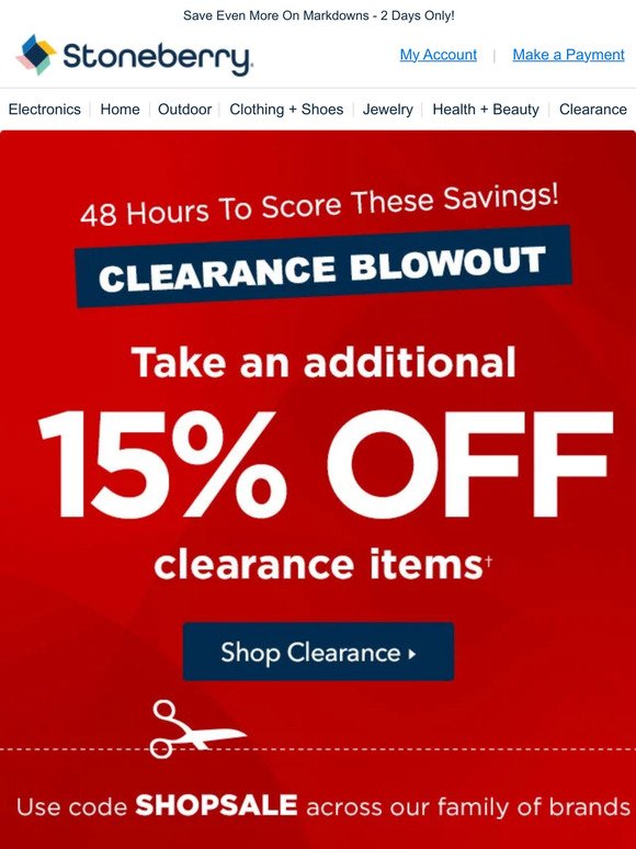 Deal Alert: 15% Off Clearance!