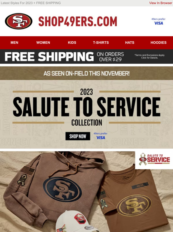 2023 San Francisco 49ers Salute to Service Collection, 49ers Salute to  Service Hoodies and Gear