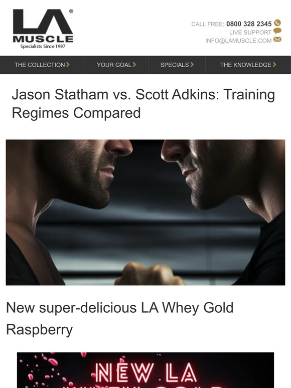 Jason Statham v Scott Adkins, Raspberry Whey, Pilates for women and a hidden offer!