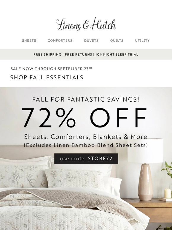 72% Off Storewide + 65% Off Linen Bamboo Blend Sheets