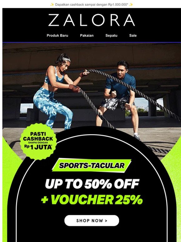 🚴 Sports-tacular Up to 50% Off + Voucher 25%