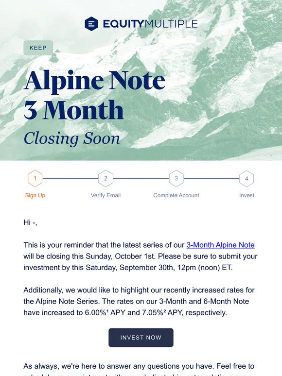 3 Month Alpine Note Closing Soon
