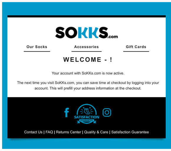 SoKKs.com - Customer Account Confirmation