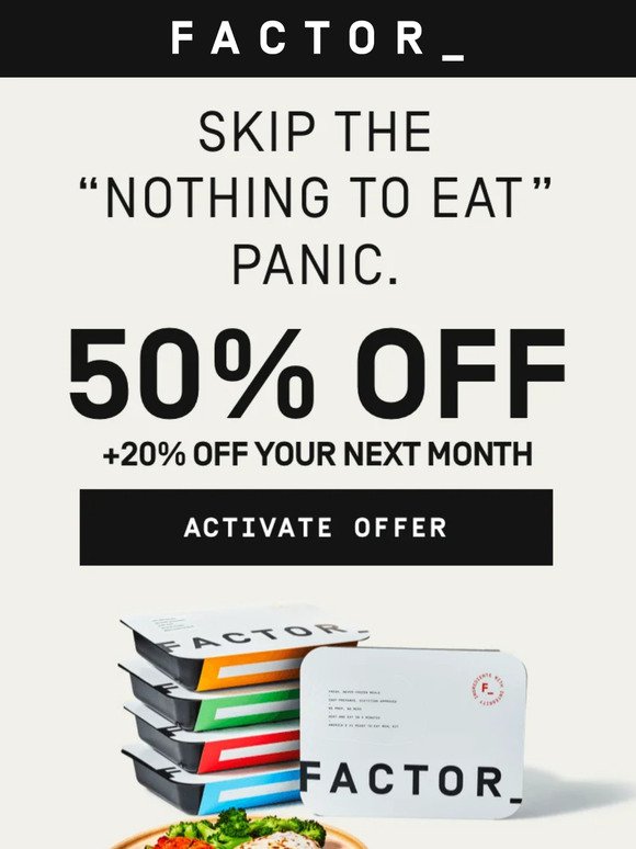 Eat well, easily w/ 50% OFF fully prepped meals