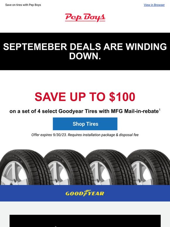 SAVE UP TO $100 on Goodyear