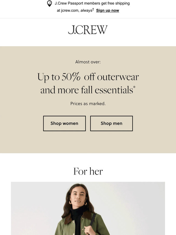 Last day to shop up to 50% off outerwear…