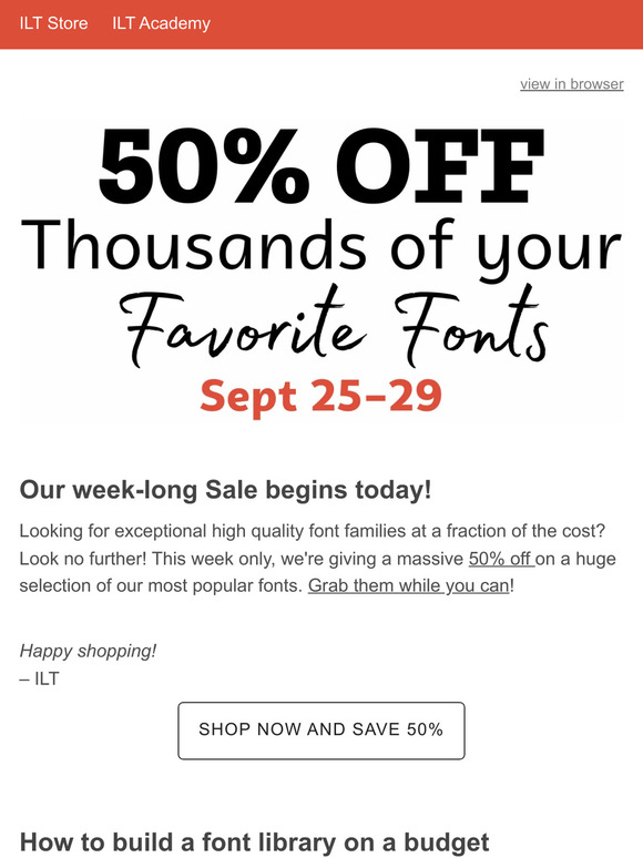 🛍️ Half Price Extravaganza: Save Big with 50% Off on Thousands of Fonts ⚡️⚡️