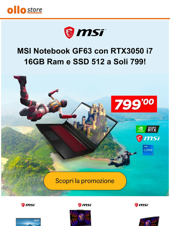 MSI Notebook RTX3050 i7 a Soli 799!