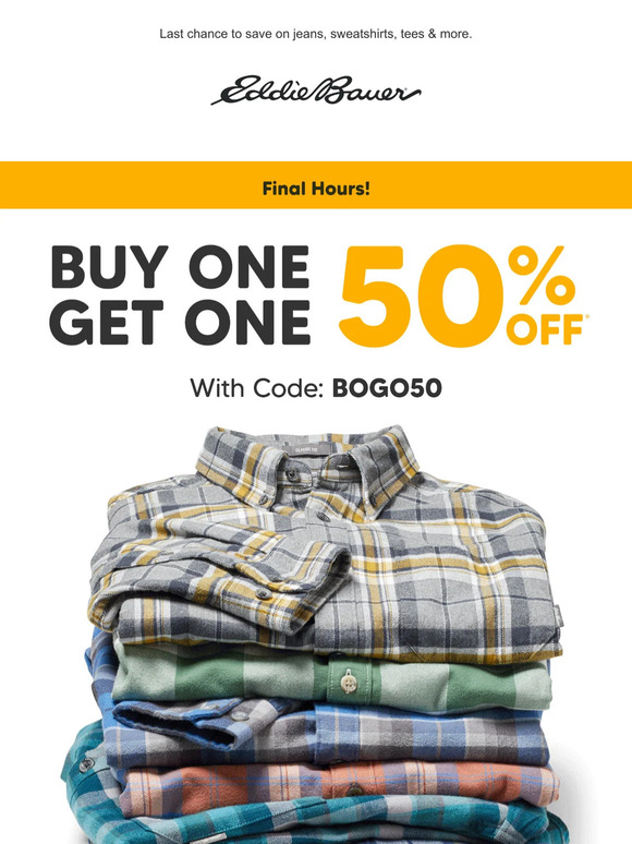 FINAL HOURS! Buy 1, Get 1 50% Off Fall Essentials