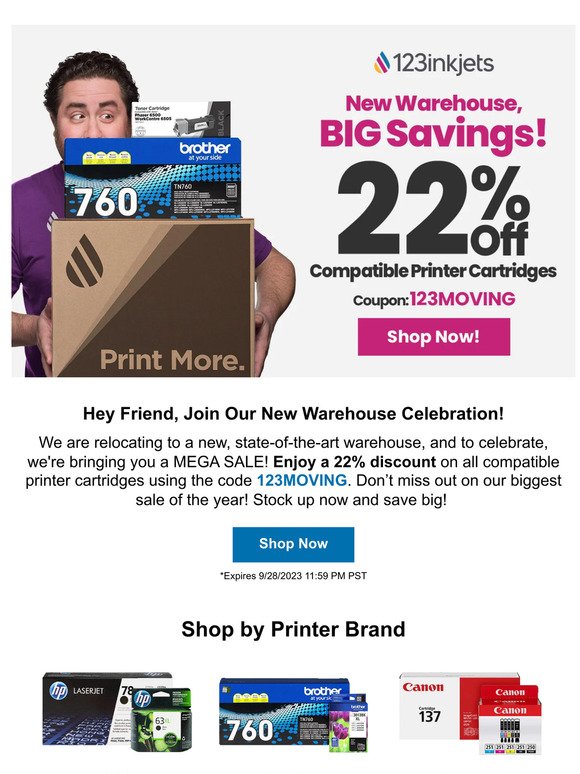 Huge Savings on Compatible Printer cartridges: Warehouse Moving Sale!