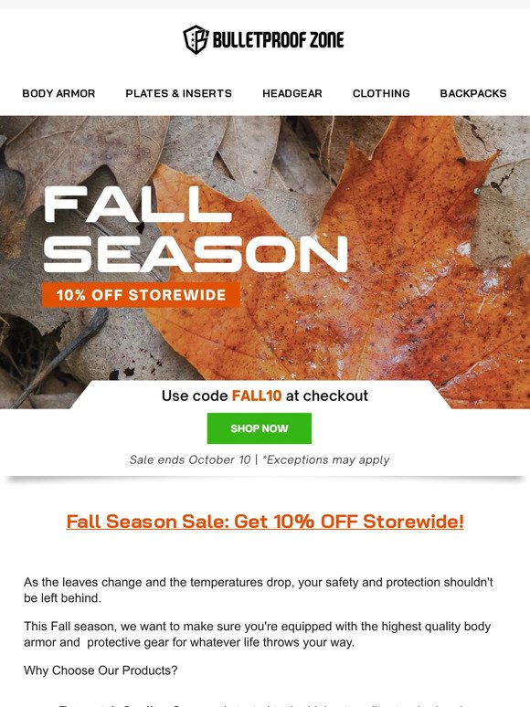 🍂 Stay Safe This Fall Season and get a 10% OFF discount!