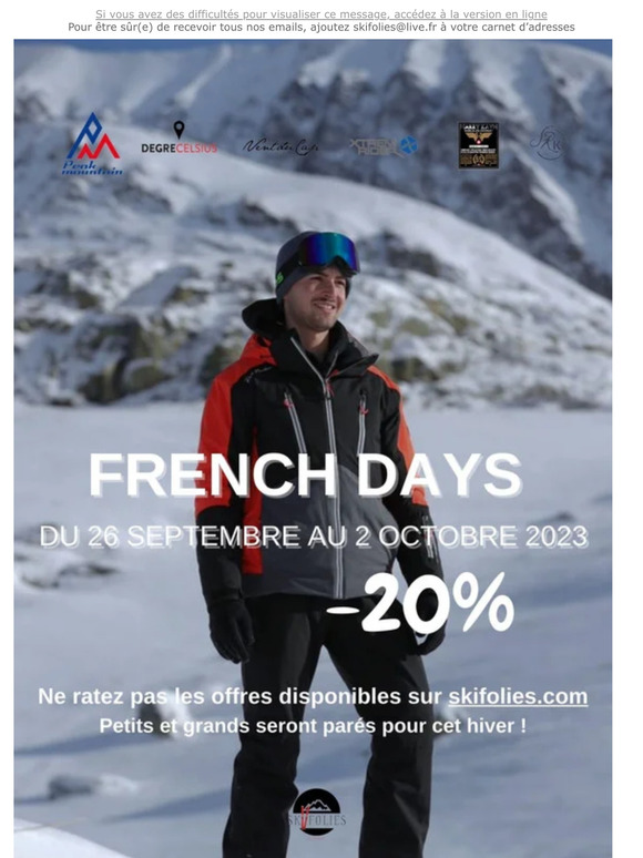 Petits prix pour les FRENCH DAYS chez Skifolies !