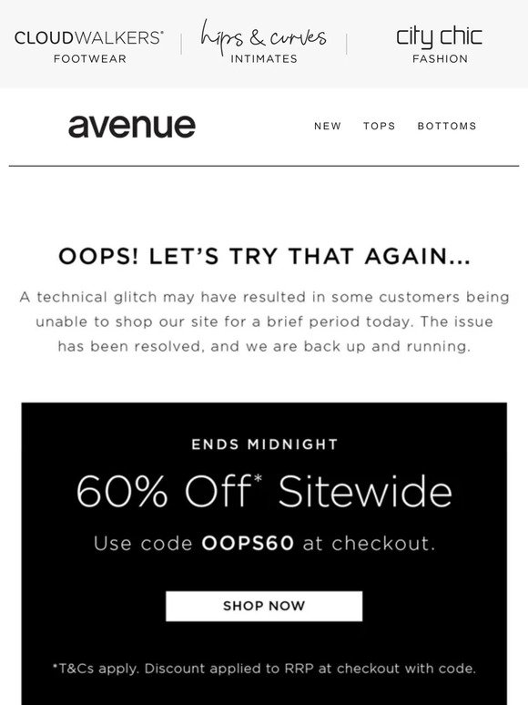 Ends Midnight: 60% Off* Sitewide