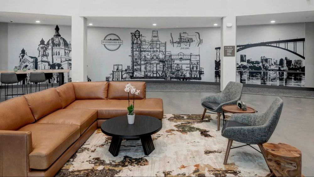 Commissioned artwork by ArtLifting artist Allen Chamberland for Stoneleigh Companies at Waterford Bluffs, Cleveland. Photo courtesy Stoneleigh Companies.