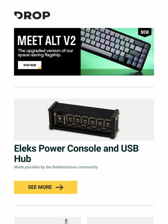 Eleks Power Console and USB Hub, Mechcables Sparta Gold CNC-Machined USB Cable, Azio FOQO Pro Wireless Hot-Swappable Mechanical Keyboard and more...