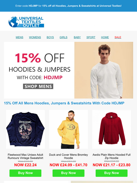 ✨ Hey , Layer Up For Less With 15% Off Hoodies, Jumpers & Sweatshirts! ✨