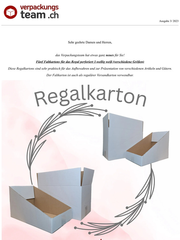 Neue Regalkartons