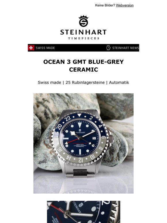 Jetzt bestellen! Die neue Ocean 3 GMT blue-grey von Steinhart Watches