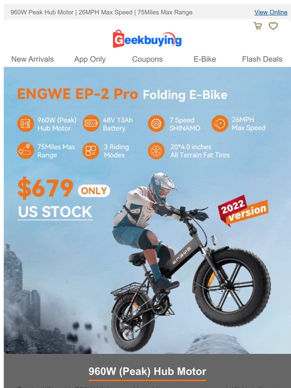 🇺🇸 US Deal | ENGWE EP-2 Pro 🚲 E-Bike $679  | Save Extra $20 at Checkout!