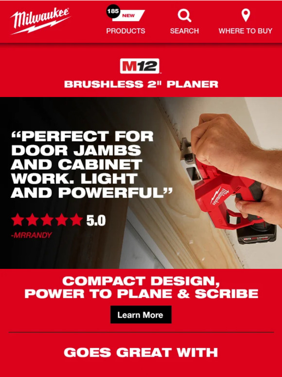 Milwaukee Tool "Perfect for door jambs and work. Light and