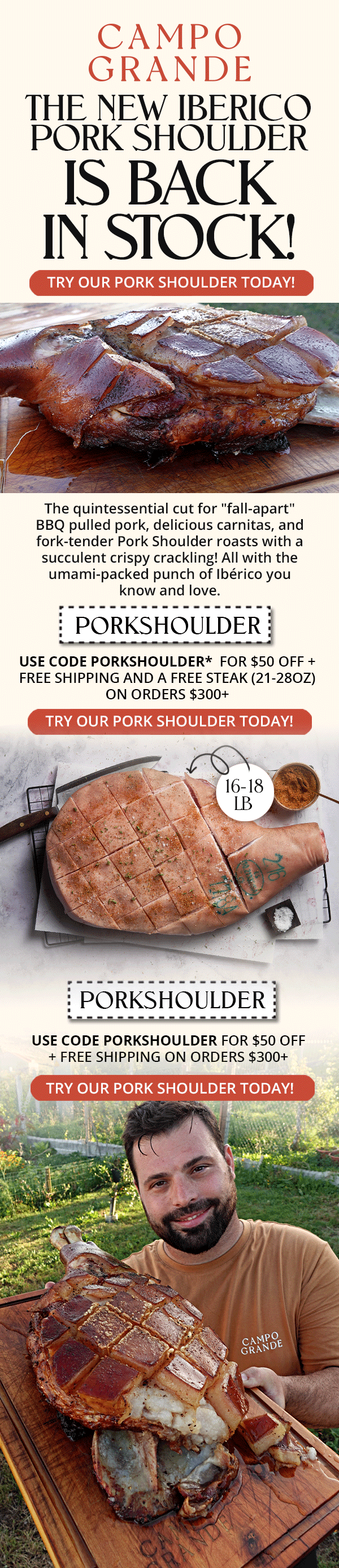 Campo Grande Our MASSIVE Ibérico Pork Shoulder is back in stock! 🥩🍖