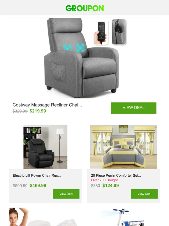 Costway Massage Recliner Chai... | Electric Lift Power Chair Rec... | 20 Piece Perrin Comforter Set...