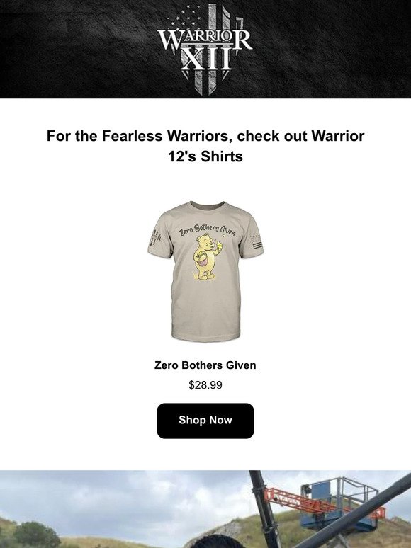 Check out Warrior 12's "Zero Bothers Given" Shirt!