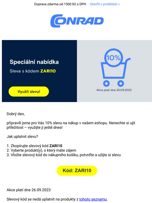 Využijte slevu 10 % na celý sortiment dne 26.9.