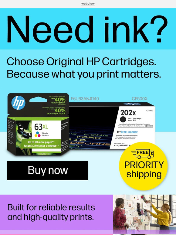 HP Direct: Free priority shipping. Because you need ink, like, NOW | Milled