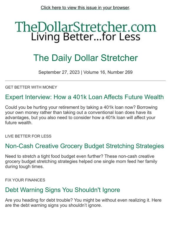9/27/23: The Daily Dollar Stretcher