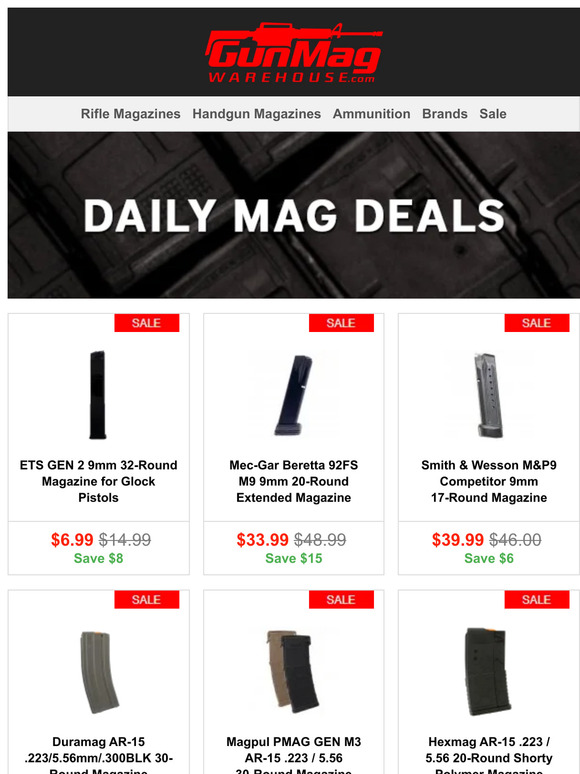 Middle Of The Week Deals | ETS Glock 9mm 32rd Mag for $7