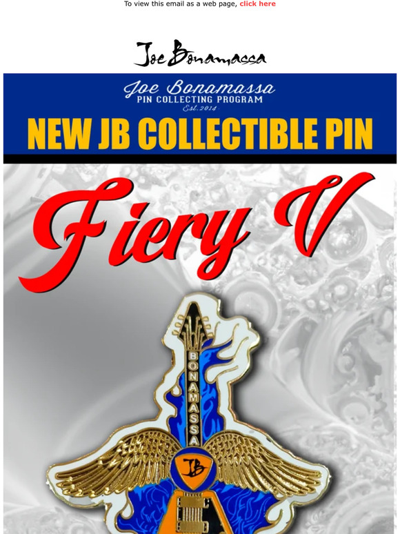 New JB Collectible Pin - Fiery V - Available Now!