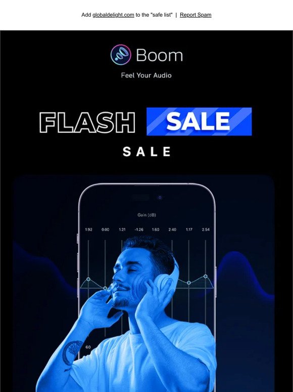 FLASH SALE: 95% OFF on Boom for iOS & Android. | 75% OFF on AudiOn ⚡️