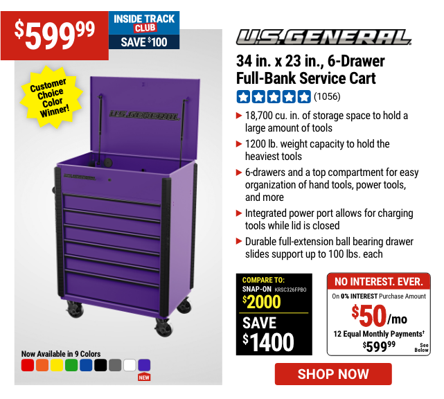 Harbor Freight U.S. General 34' Tool Box Review (PURPLE) non-sponsored 