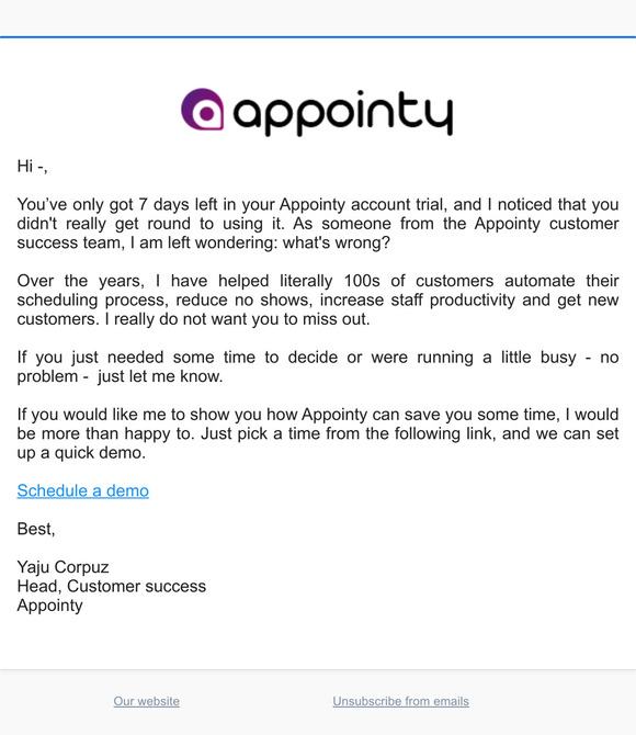 You are halfway through your Appointy trial!