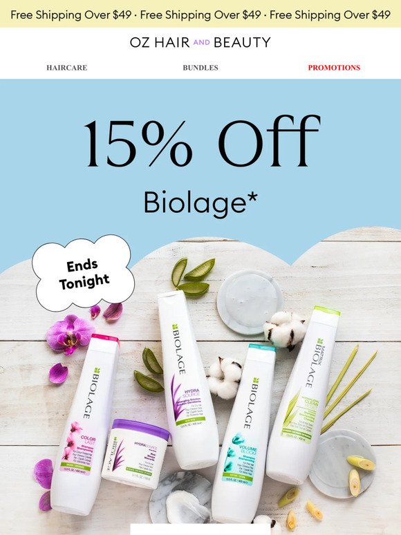 15% Off Biolage! Ends Tonight!