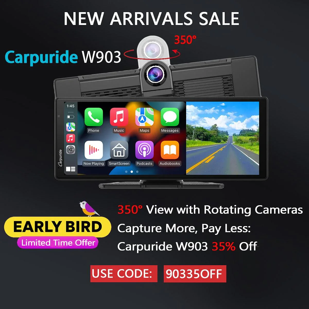 2024 Newest] Carpuride w901 Pro Portable Car BT Stereo, Wireless