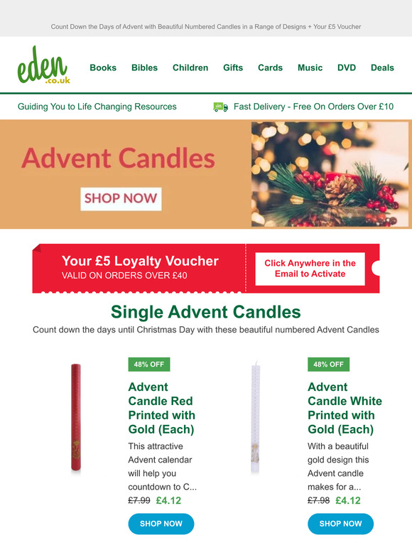 Eden 🕯️ Advent Candles Available Now Order Today! FREE Delivery