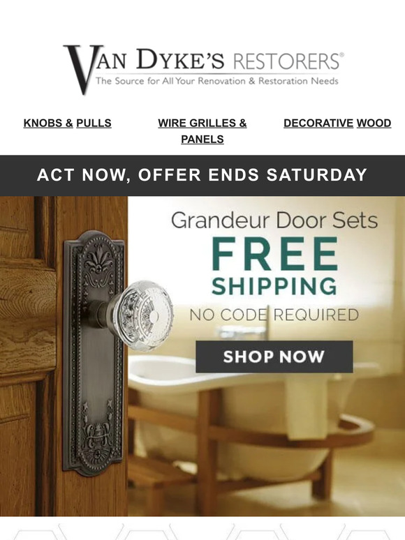 Offer Ends Soon — Free Shipping on Grandeur Door Hardware