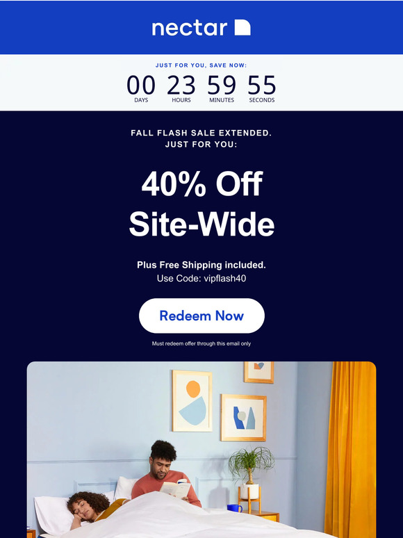 Still exploring? Get 40% Off any Nectar bed 🛏️