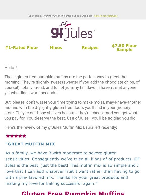 gfJules Gluten Free Muffin Mix
